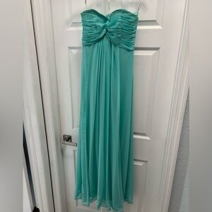 Aqua Strapless Dress With Bead Design